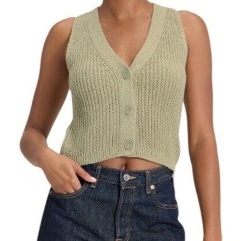 Universal Thread Womens Shaker Stitch Cotton Sweater Vest Sage Green Small NWT